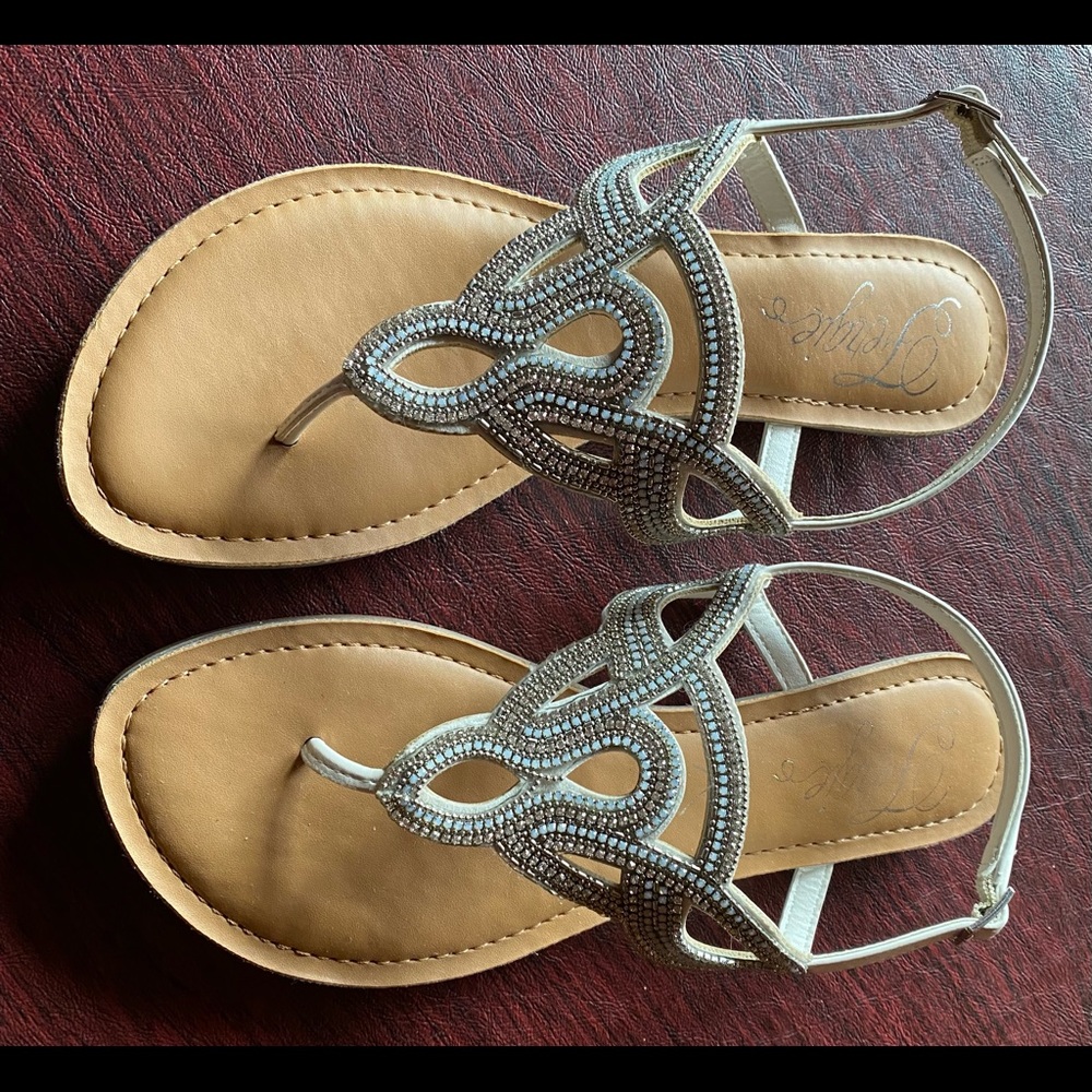 Fergies’ Superb Flat Crystal Sandal - White 9M